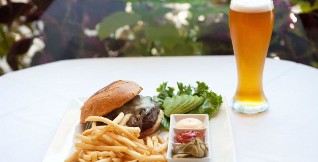 Happy hour burger and beer