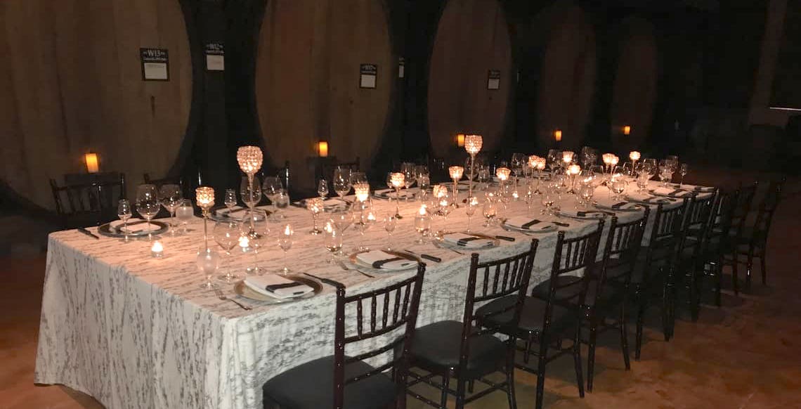 dinner cater in winery cave